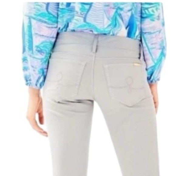 Lilly Pulitzer Worth Jeans in Palm Beach Grey Season-less Soft Stretchy Size 12 - Picture 15 of 15